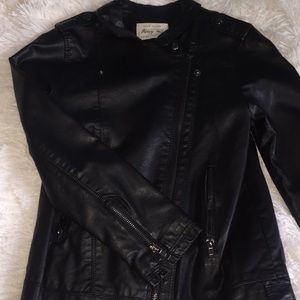 Black Leather Jacket for Girls - Zara